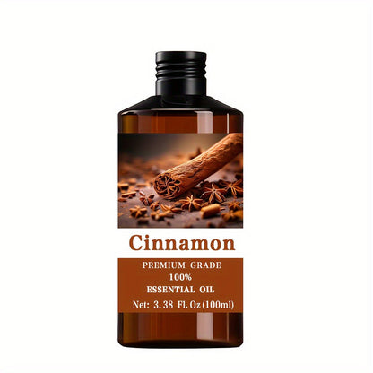 Essential Oil Cinnamon 100ml Dropper Bottle with Warm Sweet Spicy Scent for Diffuser and Massage