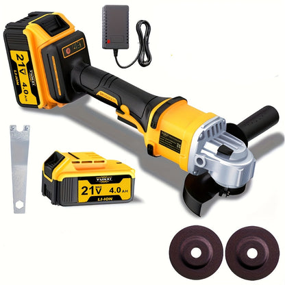 Cordless Angle Grinder - Rechargeable Polishing Machine with Lithium-Ion Battery, Fast Charger & Complete Accessories Kit
