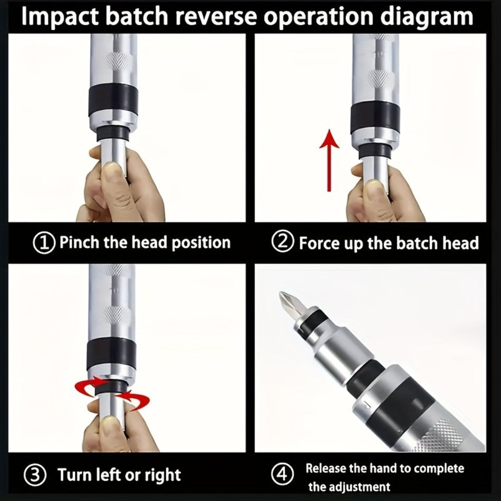 Impact Screwdriver Set 13-Piece – Shock Screw Bits, Chisel Bits & Screw Extractor Remover Kit, Multifunctional Metal Shock Driver Tool Set