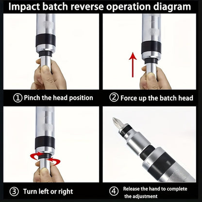 Impact Screwdriver Set 13-Piece – Shock Screw Bits, Chisel Bits & Screw Extractor Remover Kit, Multifunctional Metal Shock Driver Tool Set