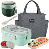 Green: Lunch Box + Milk Cup + Meal Bag