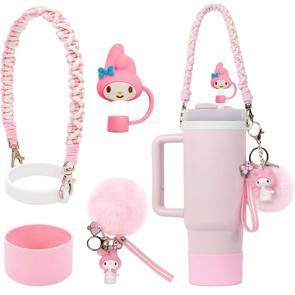 Kawaii Sanrio Tumbler Accessories Cup Sleeve & Silicone Boot Set – Compatible with 30 & 40 oz Tumblers, Hello Kitty Kuromi Cinnamoroll