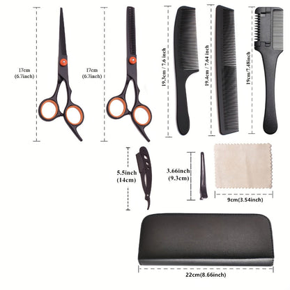 Hair Cutting Scissors Set – Japan Stainless Steel Barber Shears with Thinning Scissors & Razor Comb, Professional Salon Kit for Women Men