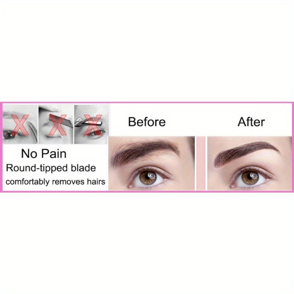 Electric Eyebrow Trimmer for Women 2 Pack, USB Rechargeable Painless Precision Eyebrow Razor Pen, Portable Hair Remover for Face Lip Leg