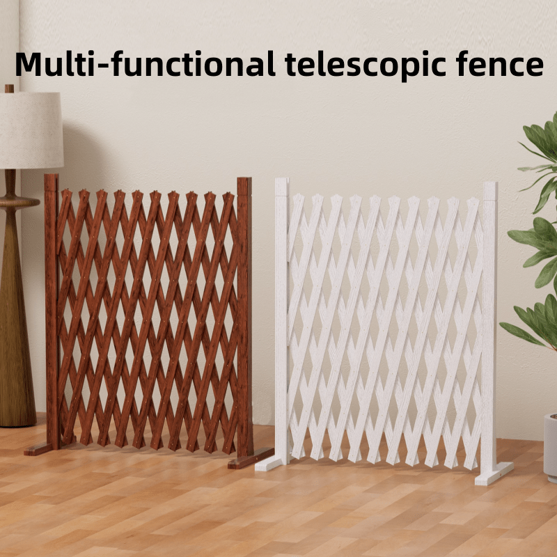 Dog Gate Folding Wooden – Thickened Natural Wood Grain Pet Barrier for Stairs Doorway & Home Entrance, Expandable Mesh Fence for Dogs