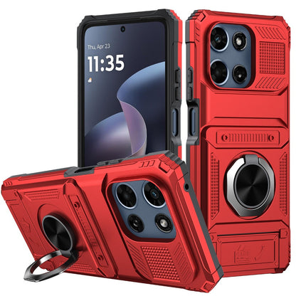Phone Case Magnetic Metal Kickstand with layered Shell for Motorola Moto G 5G 2025 with Model-Specific Cutouts and Color Choices