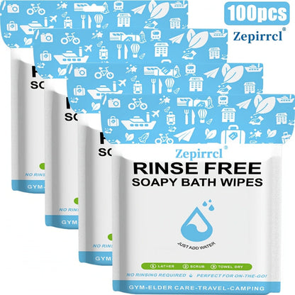 Disposable No-Rinse Soap Towel Sheets for Travel Camping Gym - Portable Foam Bath Towel for Bath Time, Home Spa and Personal Care