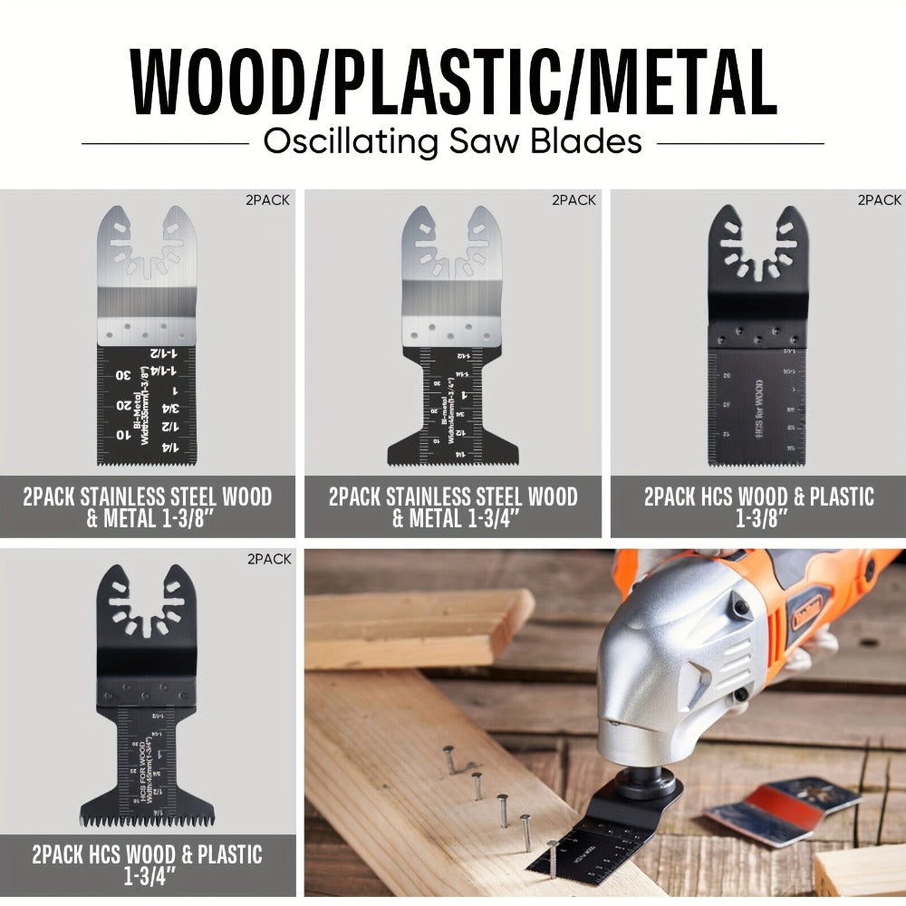 115pcs Oscillating Saw Blades Set with Sandpaper, Multitool Blades for Wood Metal Plastic, Universal Fit for Major Brands