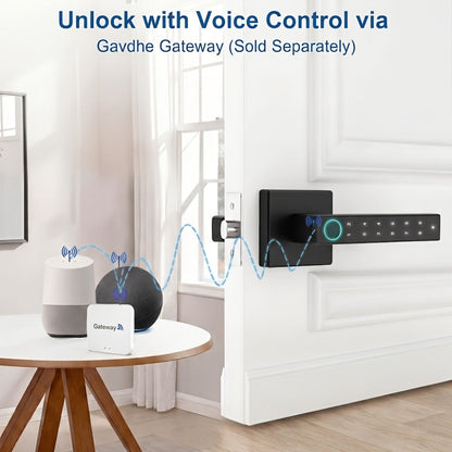 Smart Door Lock Black Lever with Fingerprint Keypad IC Card App Key and Left Right Hand Setup