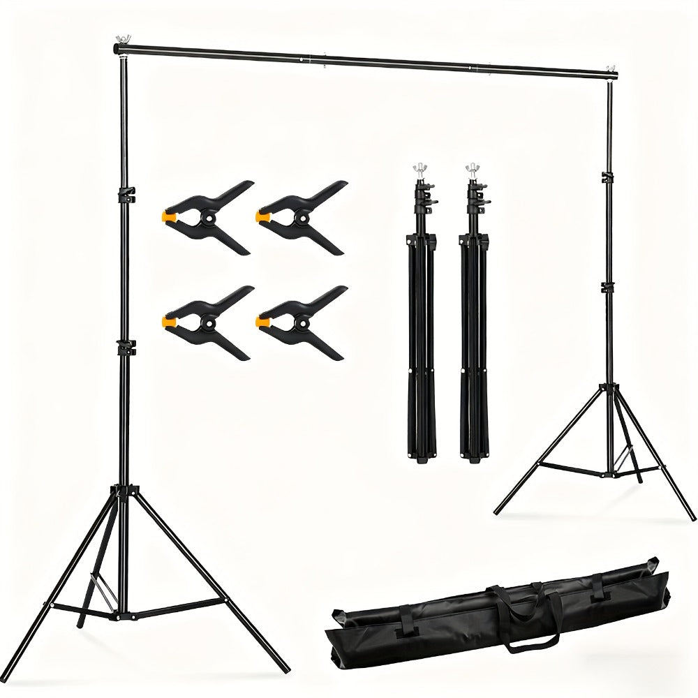 10x7ft Adjustable Backdrop Stand Kit for Photo Studio – Background Support System with 2 Stands, 4 Crossbars