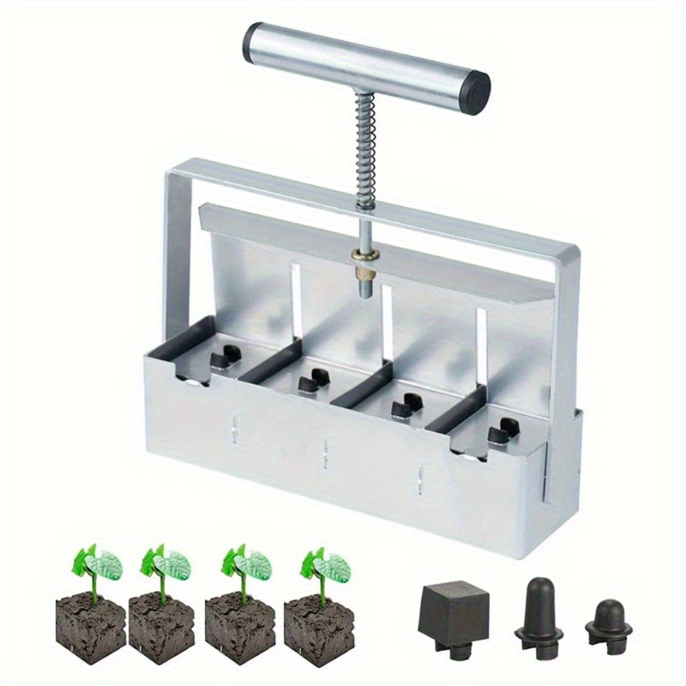 Garden Clod Breaker & Soil Blocker Tool – Heavy Duty Metal Multi-Cell Soil Block Maker with Adjustable Handle for Seed Starting