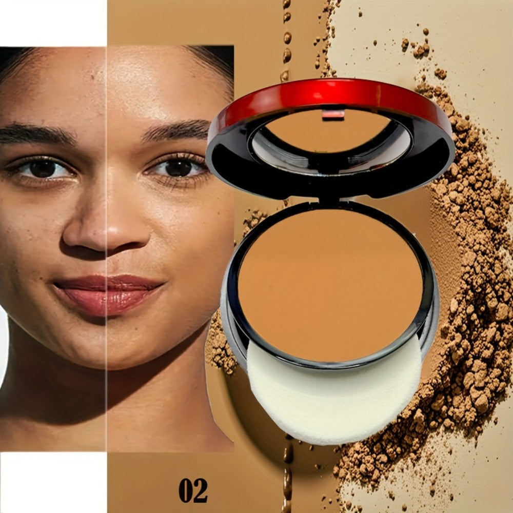 Pressed Powder Foundation Contour Matte Ful1l Coverage Oil Control Waterproof, 6 Shades Light to Dark