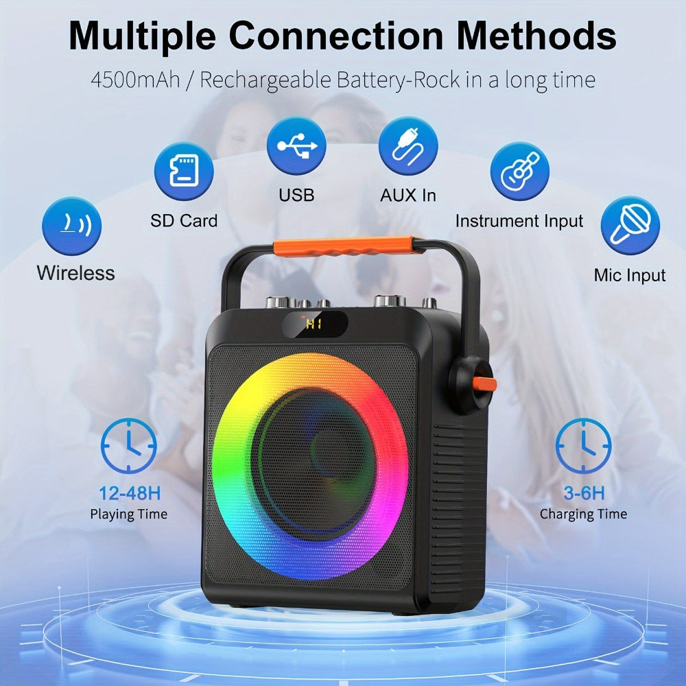 JYX T19-T Karaoke Machine for Adults with 2 Microphones & RGB Light Show – Wireless Bluetooth Speaker