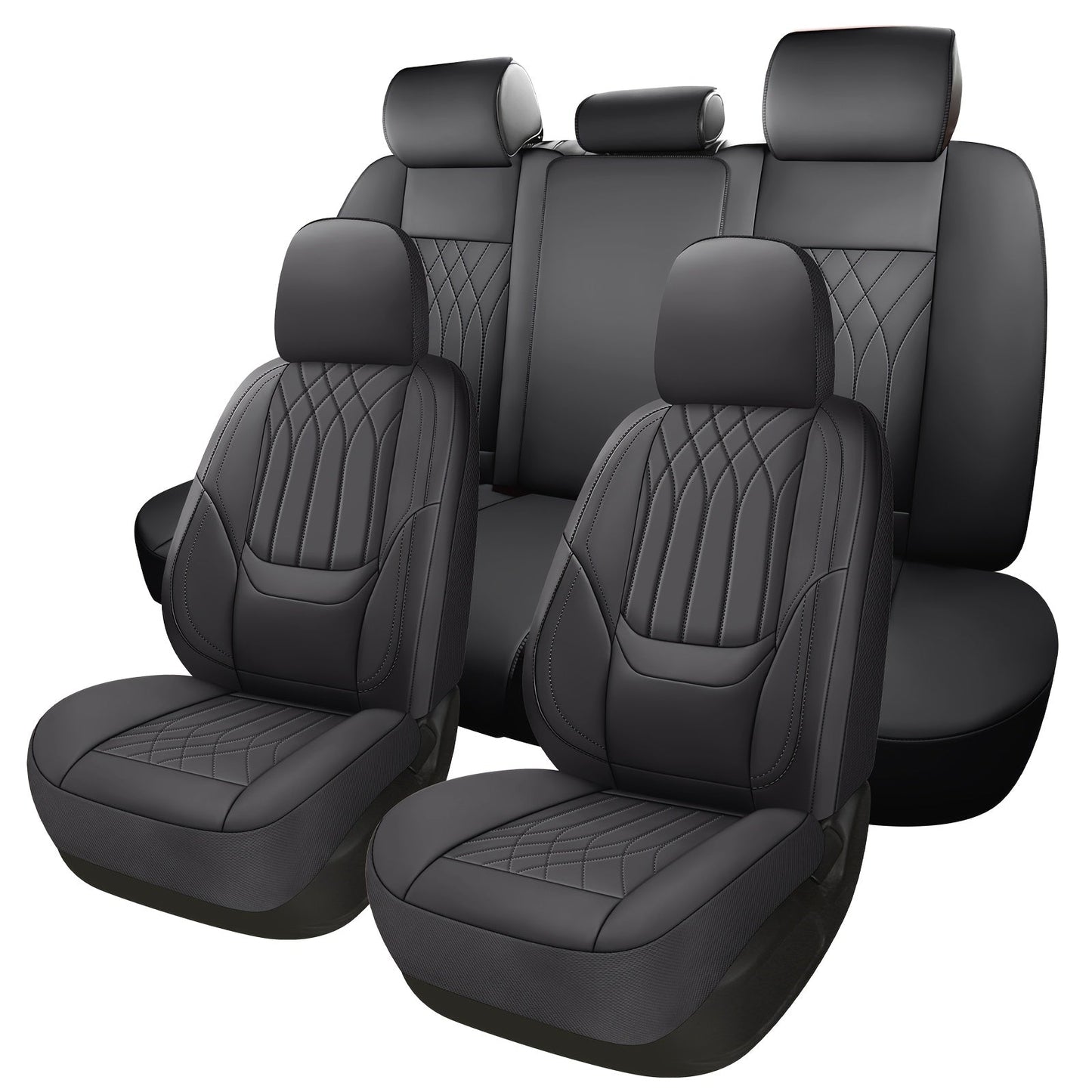 Car Seat Covers PU Leather Full-Coverage Set with Two-Front or Five-Seat Configuration Options