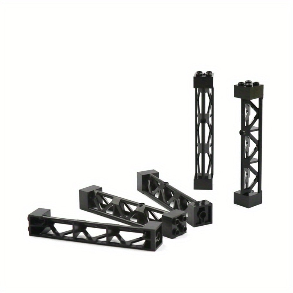 2x2x10 Pillar Support Bricks 20pcs Black – LEGO-Compatible Column Rod Blocks for MOC City Train Girder Military Architecture Builds