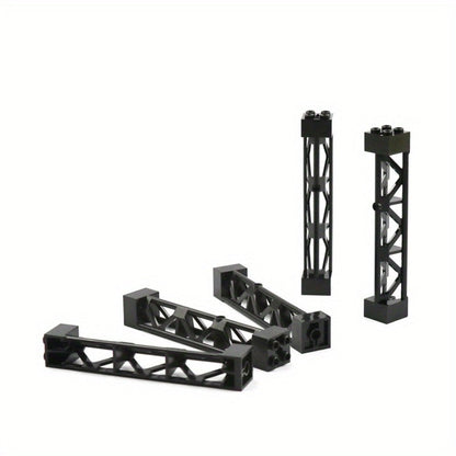 2x2x10 Pillar Support Bricks 20pcs Black – LEGO-Compatible Column Rod Blocks for MOC City Train Girder Military Architecture Builds