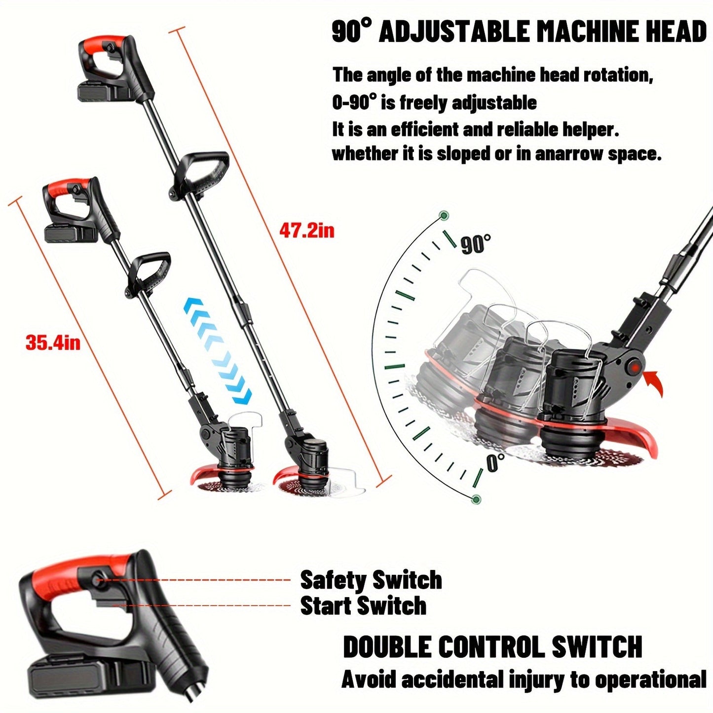 Cordless Electric Weed Wacker, Handheld Lawn Trimmer Garden Yard for Garden, Patio and Yard Use