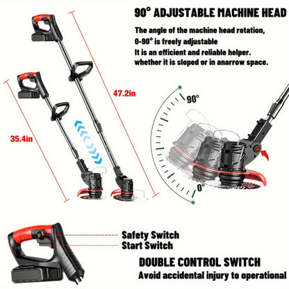 Cordless Electric Weed Wacker, Handheld Lawn Trimmer Garden Yard for Garden, Patio and Yard Use