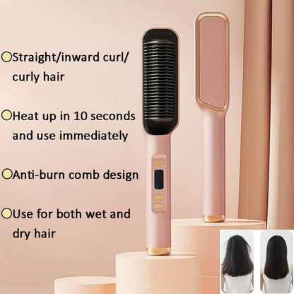 2-in-1 Wet and Dry Hair Straightener Curler Portable Flat Iron Fast Heat Adjustable Temperature, for Home, Travel and Salon Hair Styling