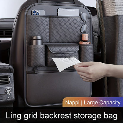 Car Seat Back Organizer – Large Capacity PU Leather Backseat Storage Bag | Multi-Compartment for Tablets, Laptops