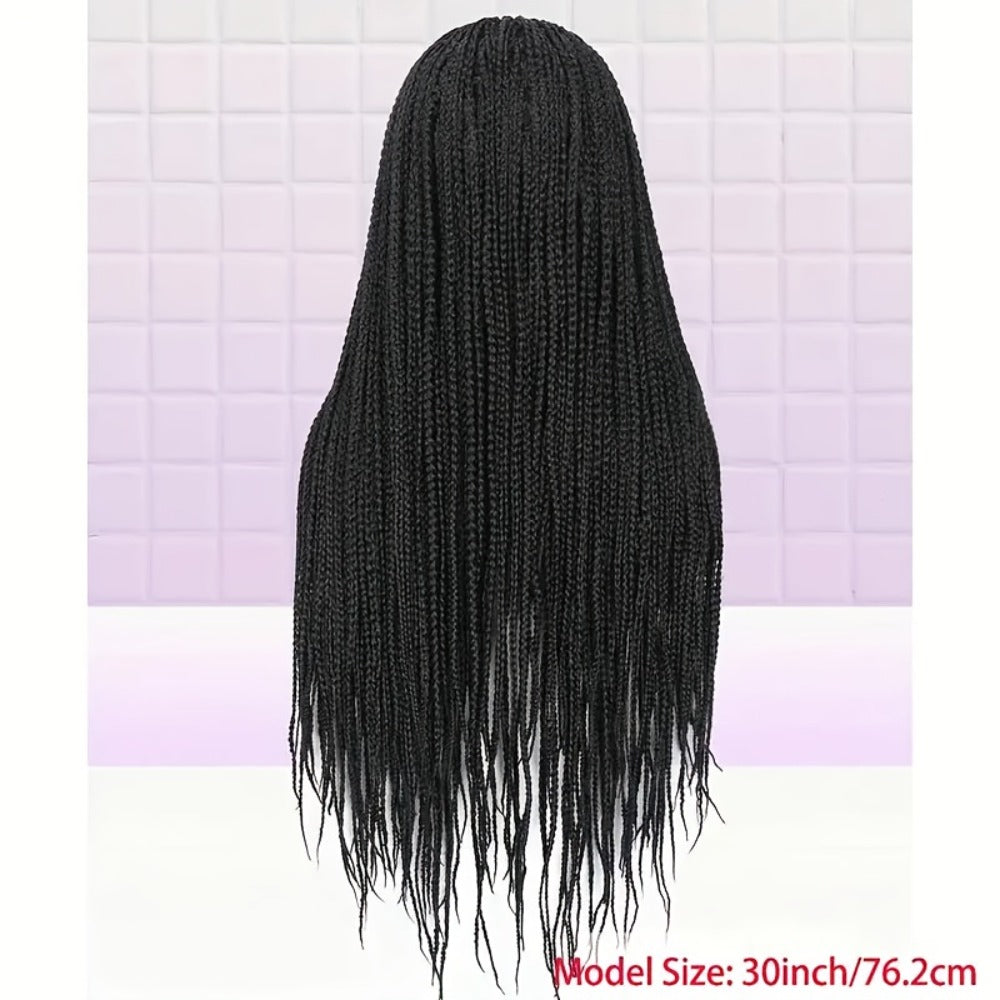 Thirty-Inch Box-Braid Wig with 360 Lace Cap and Four Black, Blonde, Burgundy or Auburn Options