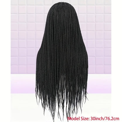 Thirty-Inch Box-Braid Wig with 360 Lace Cap and Four Black, Blonde, Burgundy or Auburn Options