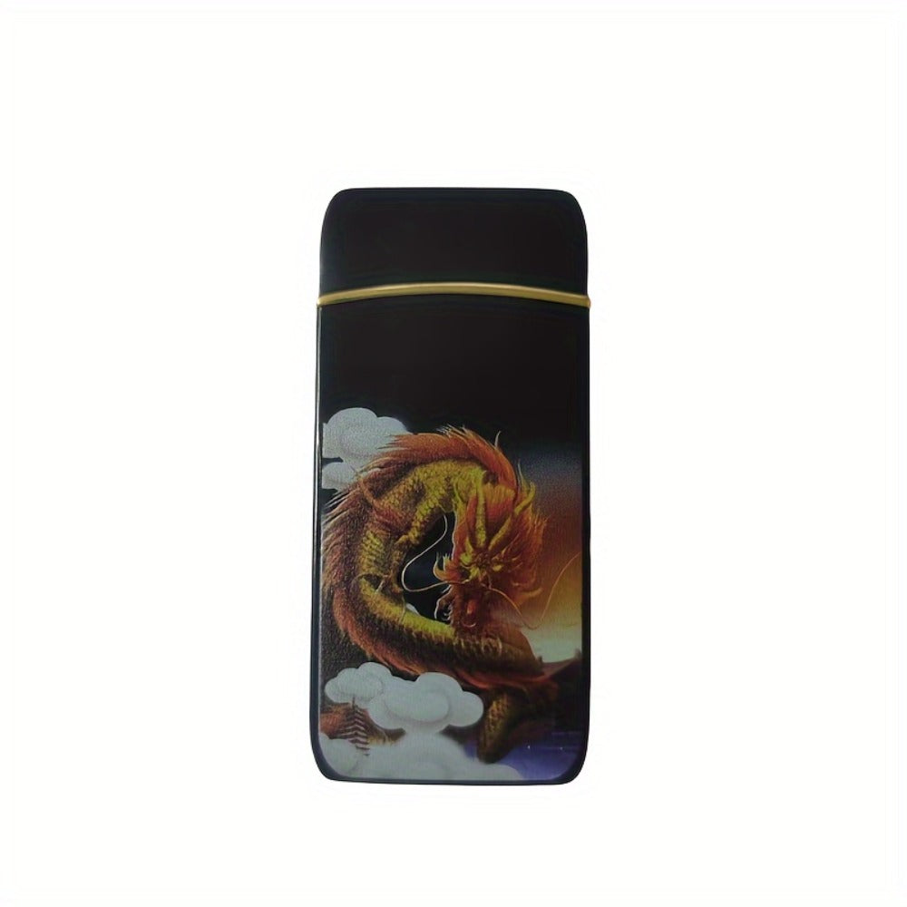 Flip-Top Dual-Arc Electric Lighter with Power Display in 12 Black or Blue Artwork Options Pictured
