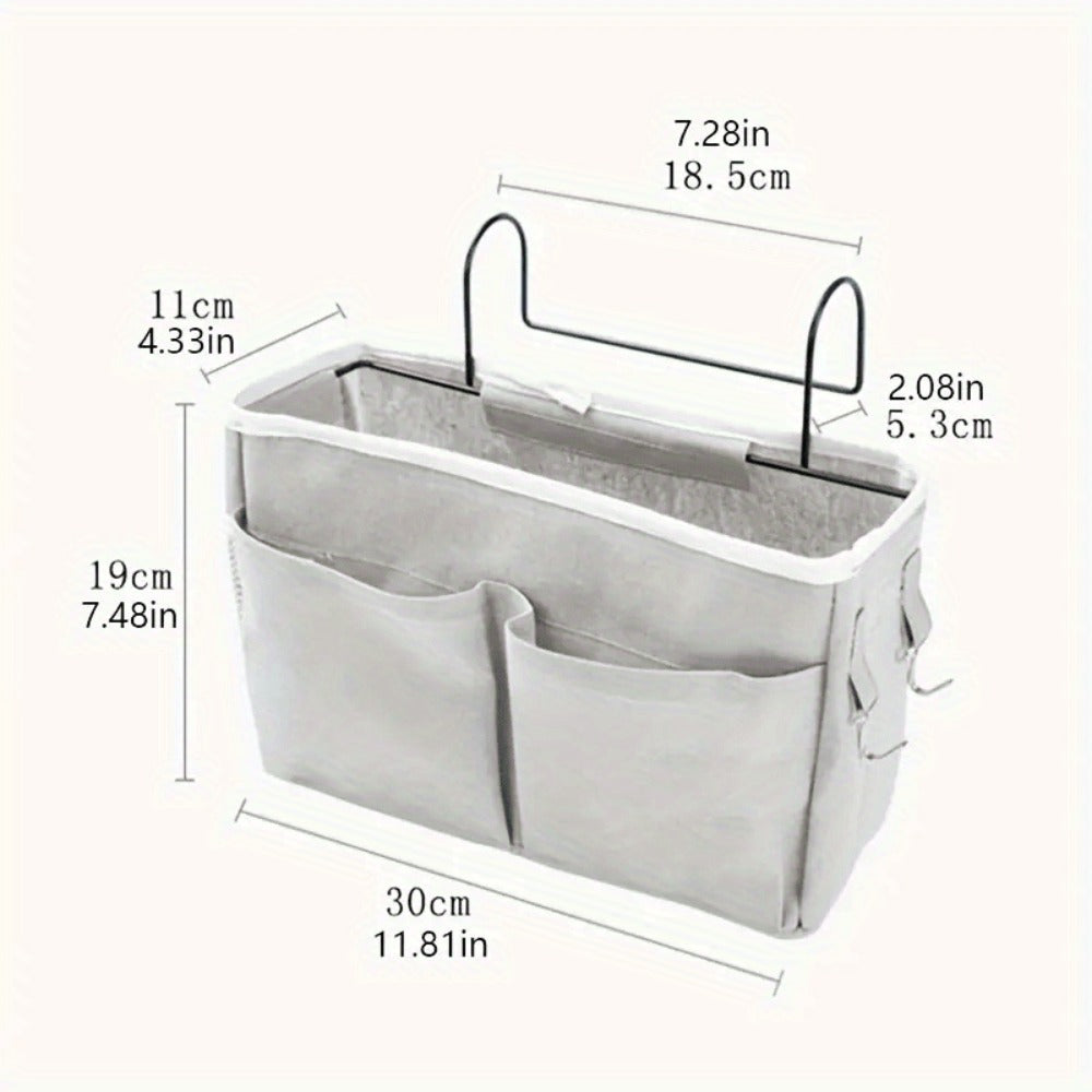 Bedside Hanging Organizer 2Pack Bed Rail Storage Bag - Bunk Bed Dorm Hospital Caddy for Books for Entryways, Bedrooms and Living Spaces
