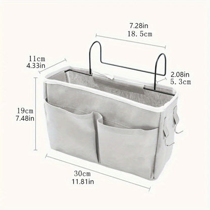 Bedside Hanging Organizer 2Pack Bed Rail Storage Bag - Bunk Bed Dorm Hospital Caddy for Books for Entryways, Bedrooms and Living Spaces