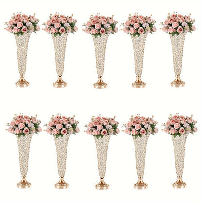 Crystal Trumpet Flower Vase Centerpieces for Wedding Table – Bling Wrought Crystal Vases for Party, Anniversary, Birthday