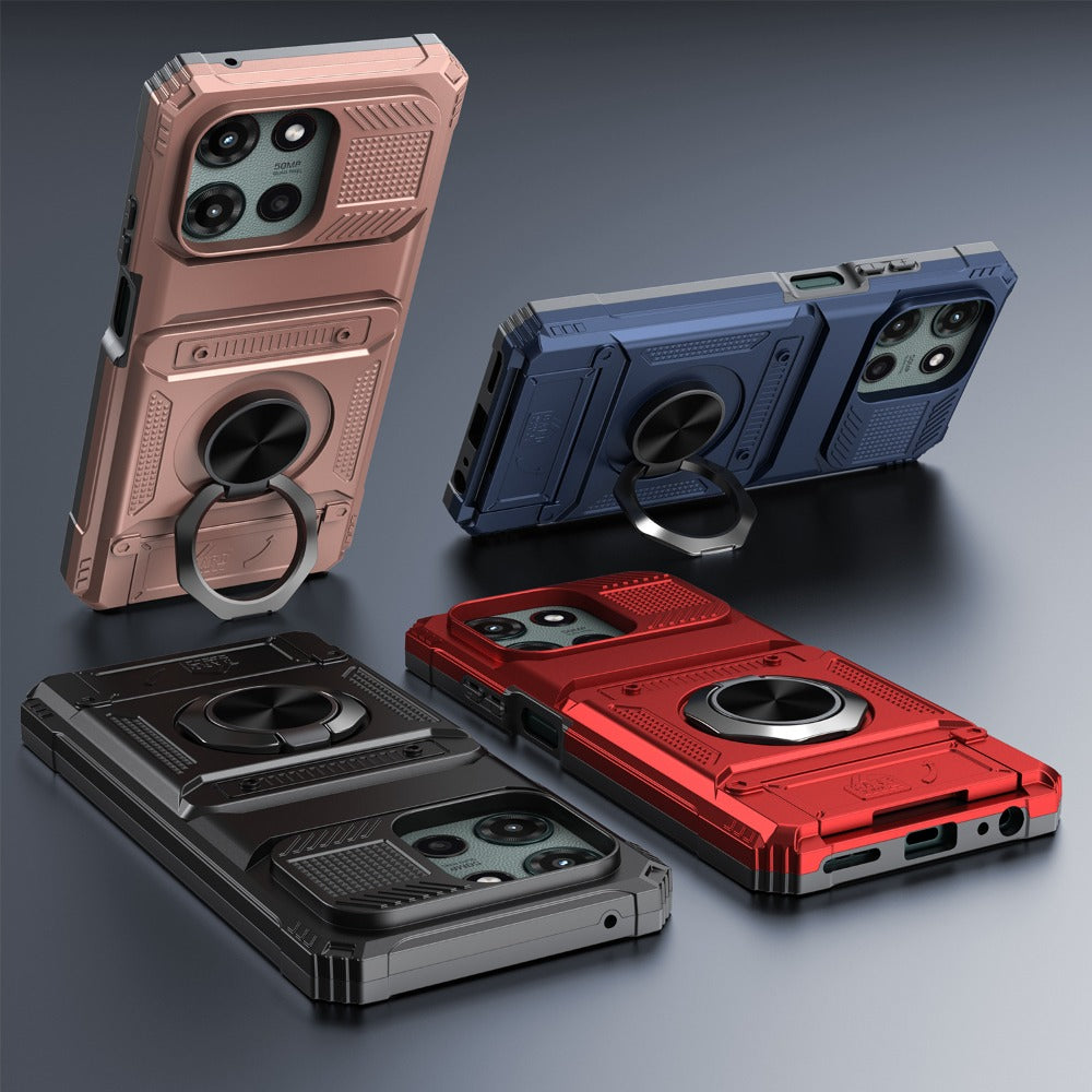 Phone Case Magnetic Metal Kickstand with layered Shell for Motorola Moto G 5G 2025 with Model-Specific Cutouts and Color Choices