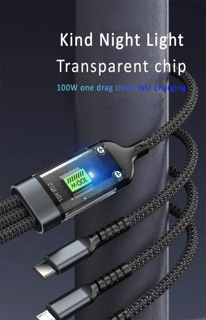 MFi 3-in-1 Charging Cable 100W Fast Charge 4/8 Pack for an Everyday Personal Care Routine, with Listed Configuration