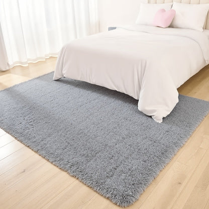 Plush Shaggy Area Rug 1.6 Inch Thick Non-Slip Machine Washable Polyester Carpet – Tie-Dye & Solid Color Fluffy Rectangle Rug for Living