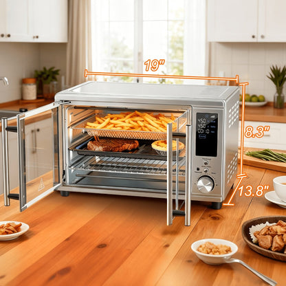 Air Fryer Toaster Oven Combo 29.6QT XL with Smart Probe, 12-in-1 Digital Countertop Oven, Stainless Steel