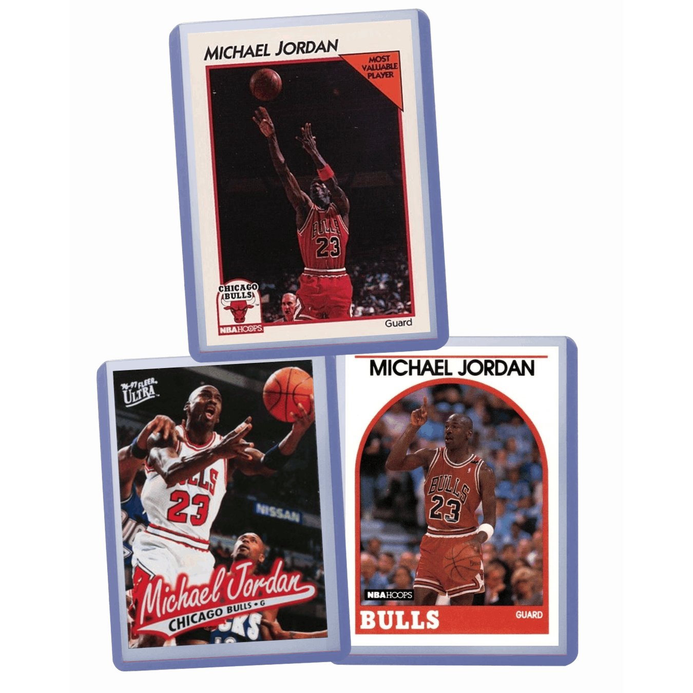 Sports Trading Cards, Michael Jordan Three-Card Basketball Bundle with Chicago Bulls and Mixed Brand Artwork