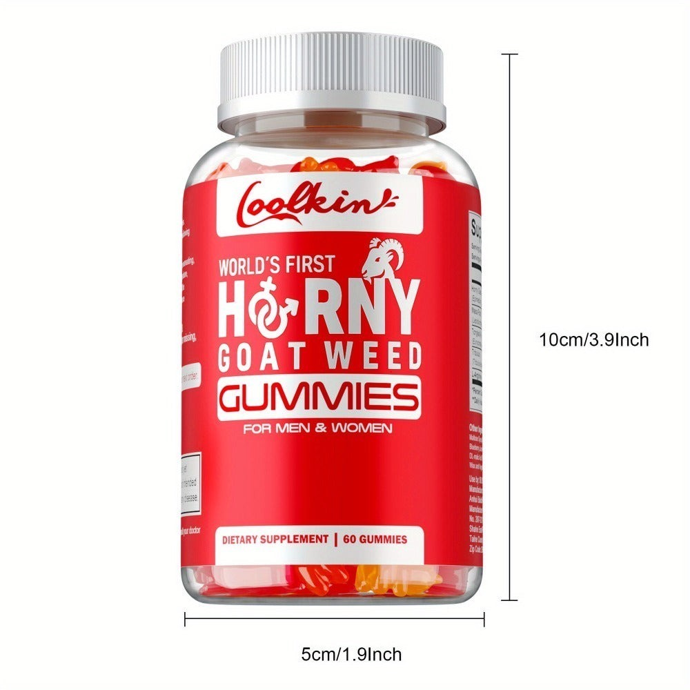 Horny Goat Weed Gummies with Maca Root Tongkat Ali Tribulus & L-Arginine, Men's Vitality & Energy Support Chewable Supplement