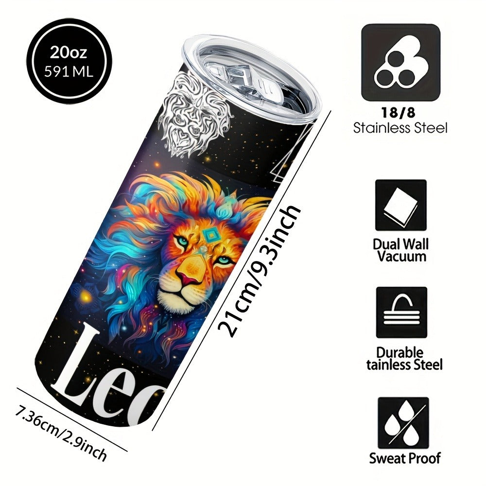 Insulated Tumbler 20oz Zodiac Horoscope 304 Stainless Steel with Lid, Straw and 12 Sign Choices