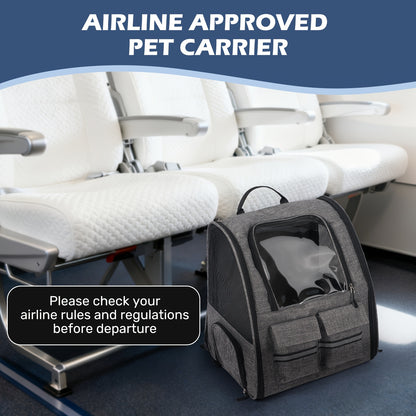 Rolling Pet Carrier with Wheels | 2-in-1 Trolley Cat Carrier Bag, Airline Approved, Telescopic Handle, Detachable Soft-Sided Travel Bag