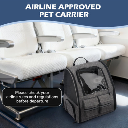 Rolling Pet Carrier Backpack with Wheeled Base, Telescopic Handle, Mesh Panels and Four Color Options