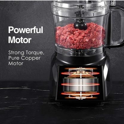 12 Cup Food Processor 6 Functions - Chopping, Slicing, Shredding, Purees & Dough, Large Electric Kitchen Food Processor for Meal Prep