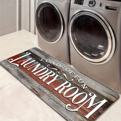 Farmhouse Laundry Room Runner Rug – Retro Kitchen & Bathroom Mat, Anti-Slip Floor Runner for Laundry Room