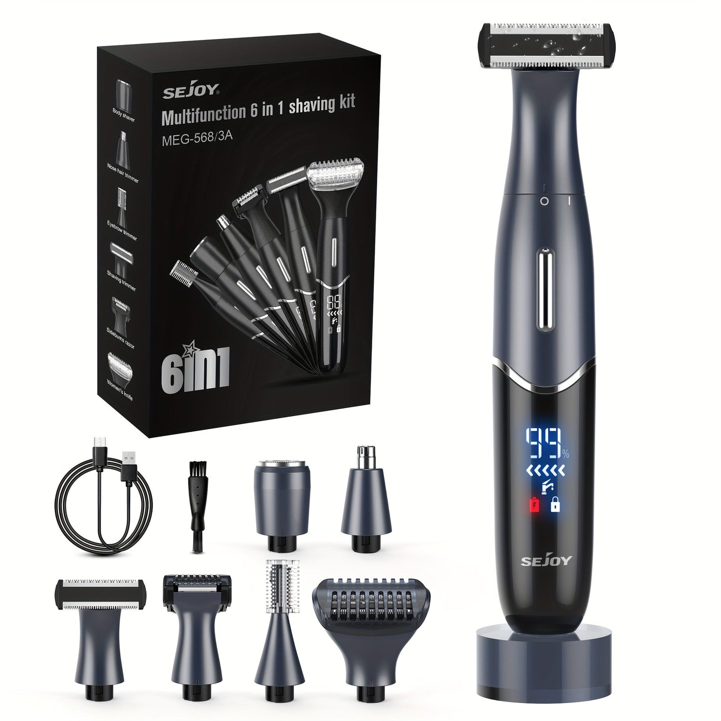 Women's Electric Bikini Trimmer Body Shaver Cordless Razor Replaceable Heads Facial Hair Eyebrow Nose Ear Hair Removal Sensitive Skin