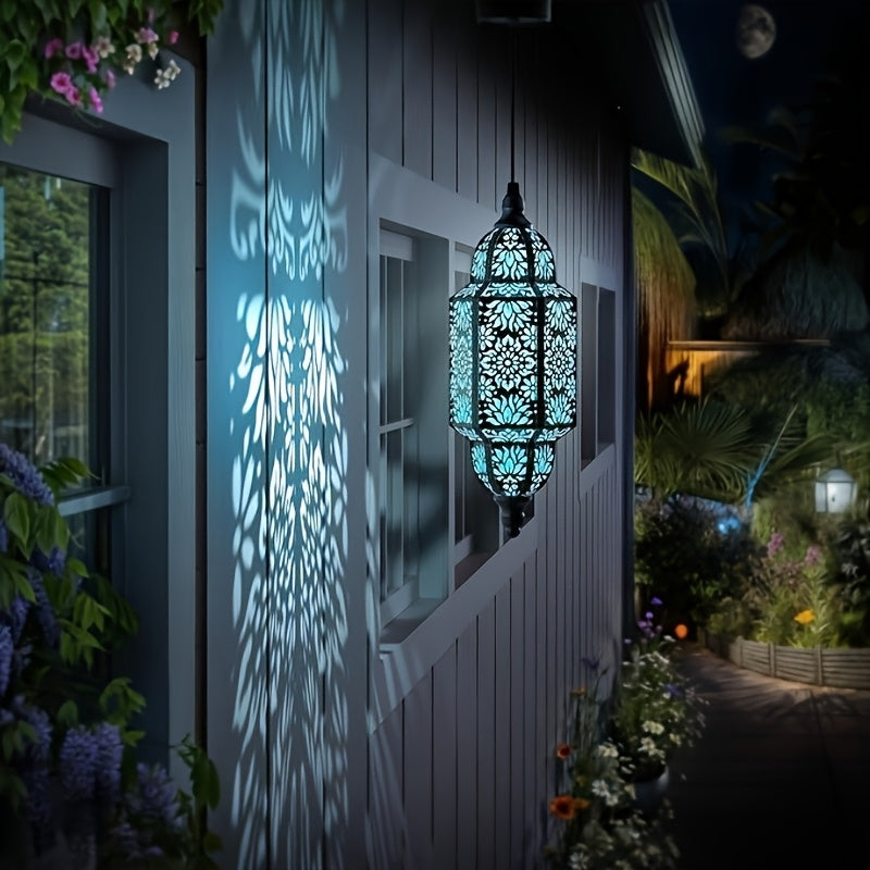 Solar Lanterns Outdoor 2 Pack Moroccan Cut-Out Design Garden Pathway Patio Lantern Lights Gold Purple White Copper