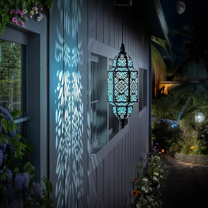 Solar Lanterns Outdoor 2 Pack Moroccan Cut-Out Design Garden Pathway Patio Lantern Lights Gold Purple White Copper