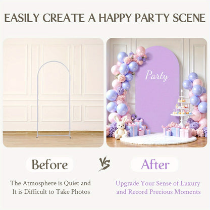 Wedding Arch Cover 6ft Polyester Fitted Round Top Backdrop Cover, Wrinkle-Free Machine Washable, for Wedding Ceremony Birthday Party Gender