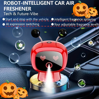 Smart Car Air Freshener Robot Shape – USB Rechargeable Auto Spray Diffuser with 4 Fragrance Levels, Start-Stop Automatic Scent Dispenser