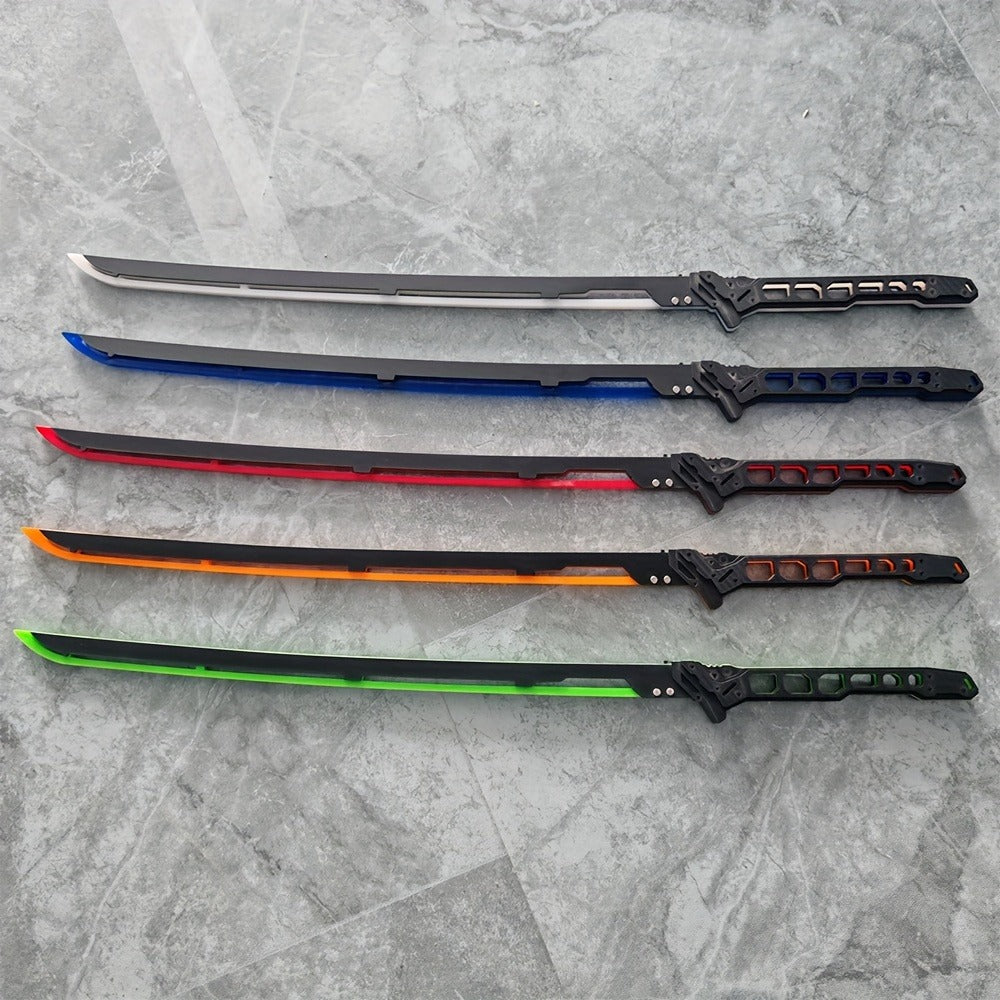 LED Samurai Sword Cyberpunk Glowing Katana 80cm, Acrylic Light-Up Blade for Halloween Costume Party Cosplay Sci-Fi Anime Props