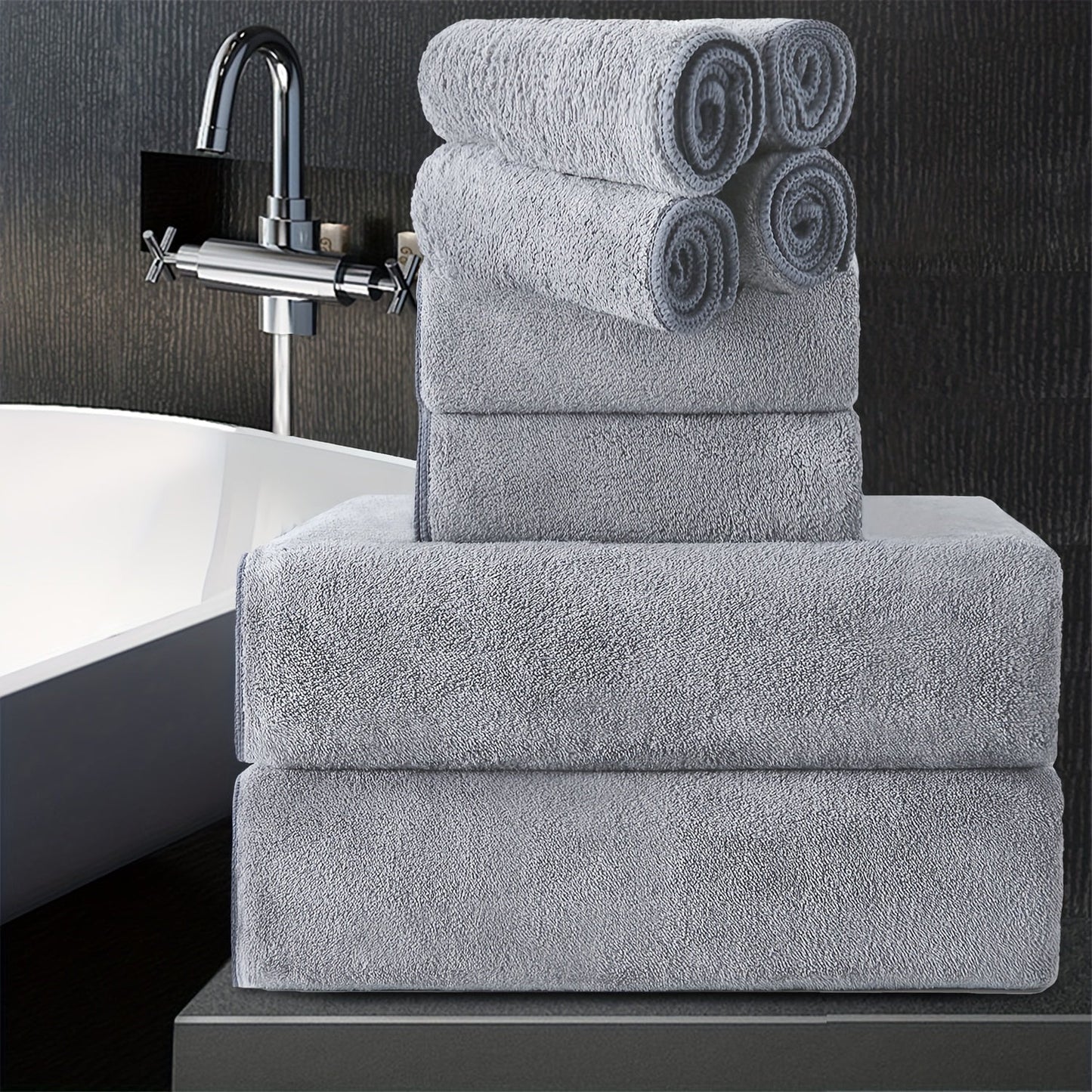 Bath Towels Set 8 Piece 750GSM Oversized 35 x 70 Inch Sheets in 15 Color Options for Home and Guest Use