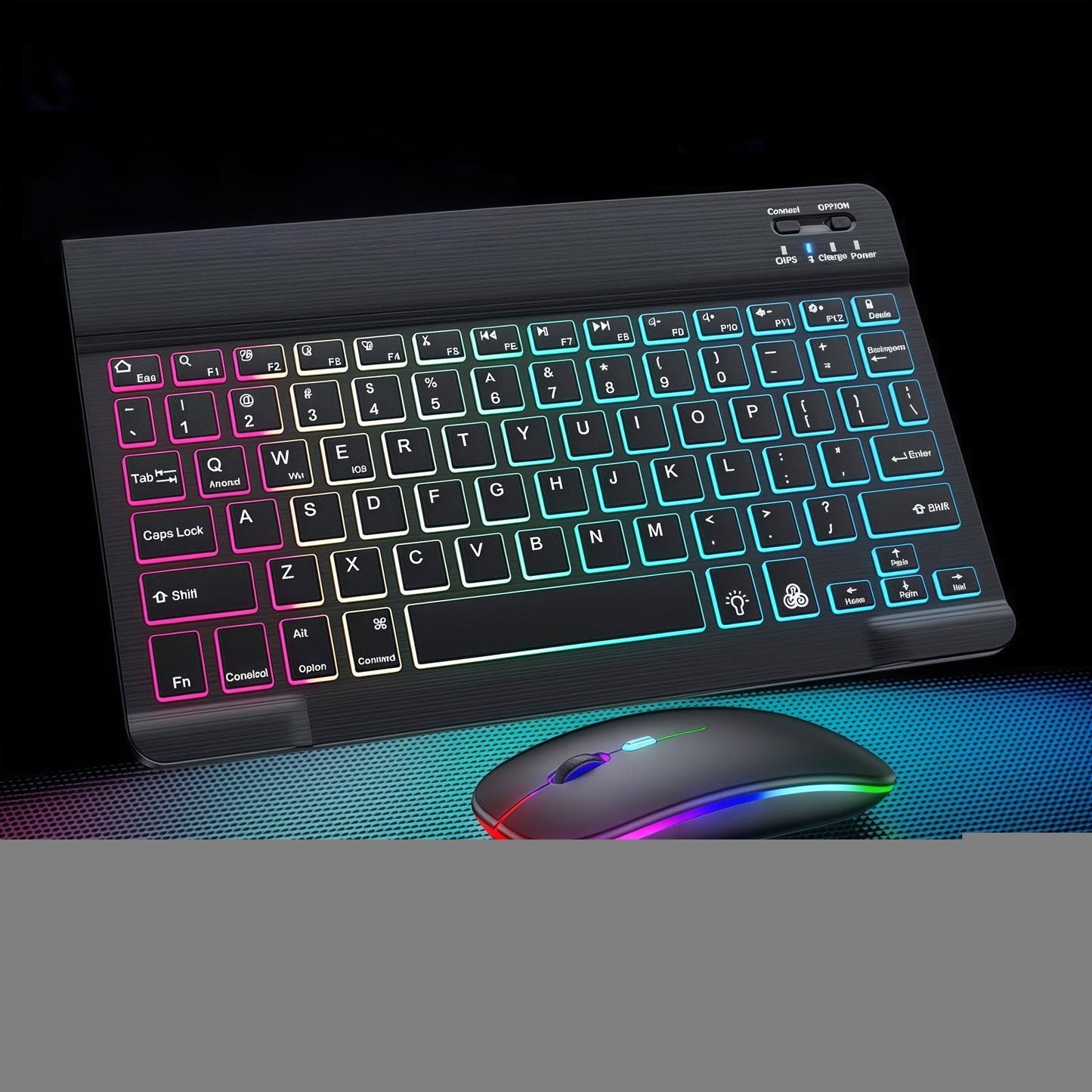 RGB Backlit Keyboard and Mouse Combo 7 Color LED, Ultra-Thin Scissor Keys Quiet Wired Set for PC Desktop Laptop