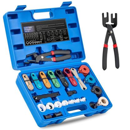 Fuel Line Disconnect Tool Set – 26pc Master Quick Disconnect Kit with AC & Transmission Disconnect Pliers for Fuel Line Removal